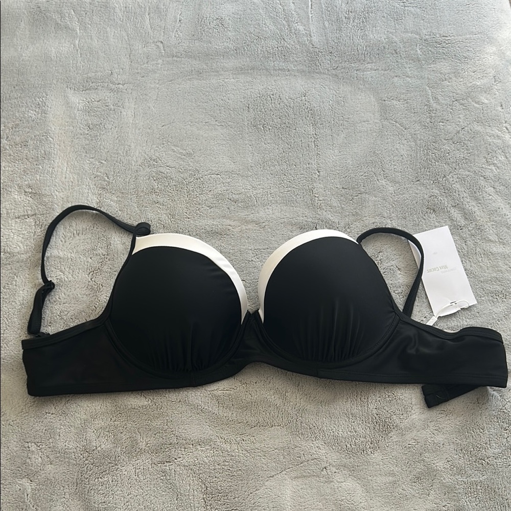 Black and White Bandeau Bikini with Contrast Trim